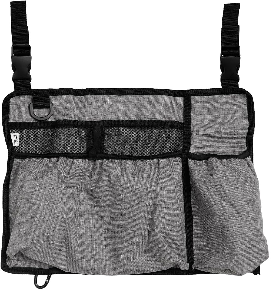 Geanta pentru scaun rulant, organizator cu 5 buzunare, impermeabila, prindere rapida cu catarame, 40 x 28 cm, negru, PEPE