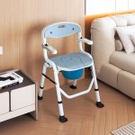 Scaun de toaleta si dus multifunctional, reglabil pe inaltime, pliabil, alb, 136 kg, TIMAGO - imagine 6