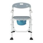 Scaun de toaleta si dus multifunctional, reglabil pe inaltime, pliabil, alb, 136 kg, TIMAGO - imagine 4