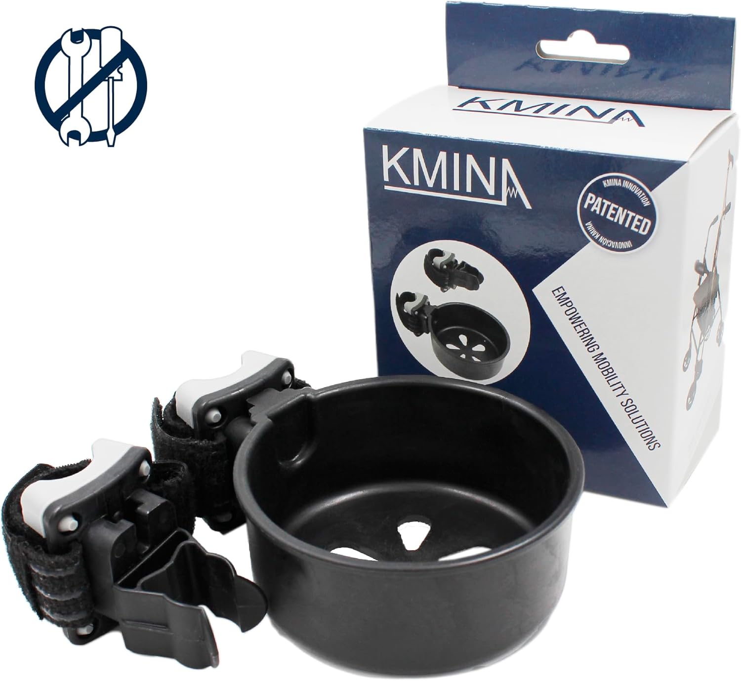 Suport universal pentru baston sau carja compatibil cu scaun rulant si cadru de mers KMINA