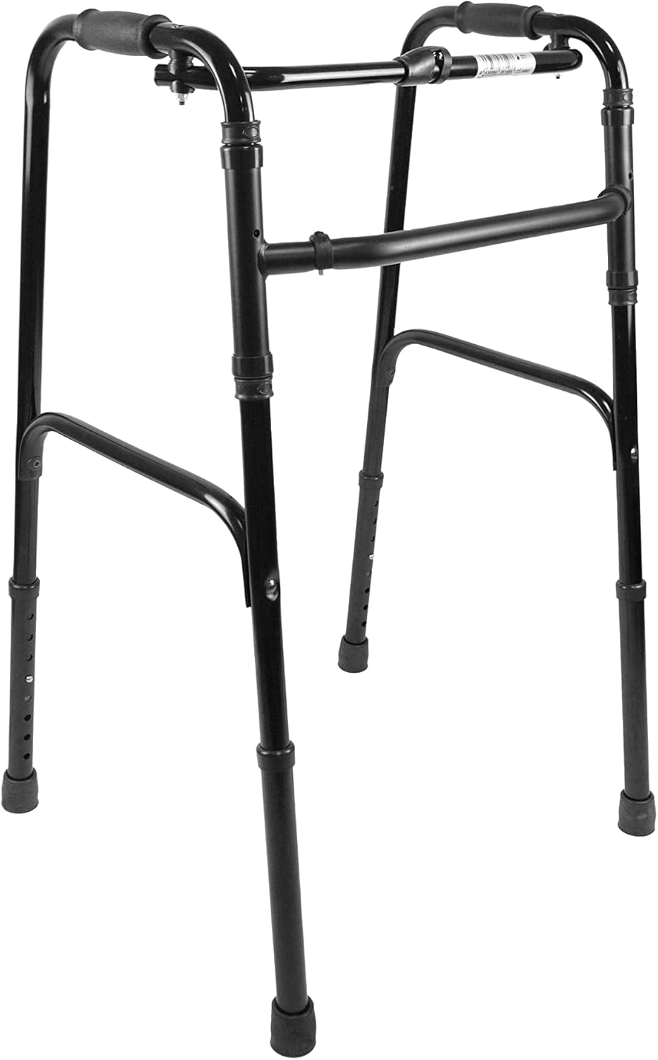Cadru de mers din aluminiu, pliabil, ajustabil pe inaltime, antialunecare, pliere rapida cu un buton, negru, PEPE