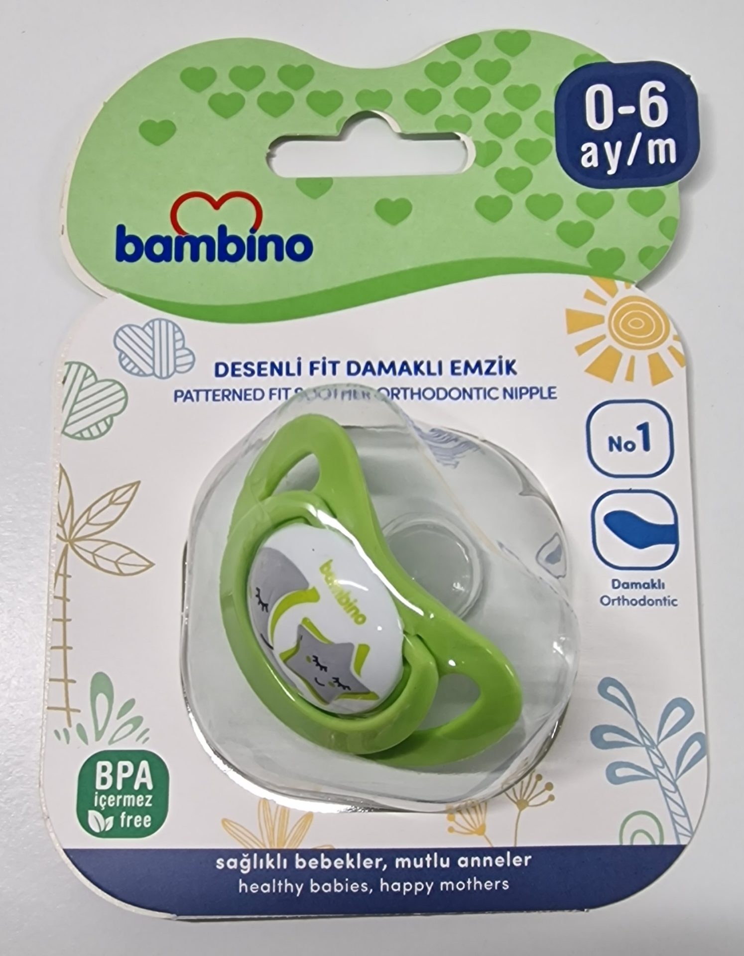 Suzeta ortodontica cu model Fit Shape pentru 0-6 luni Bambino