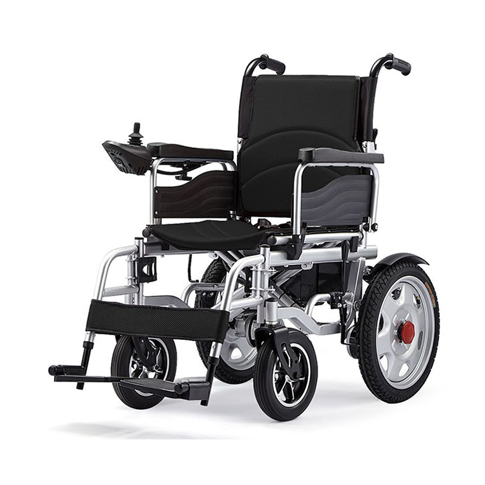 Scaun cu rotile electric, pliabil, manere rabatabile, sezut 46cm, negru JT-098