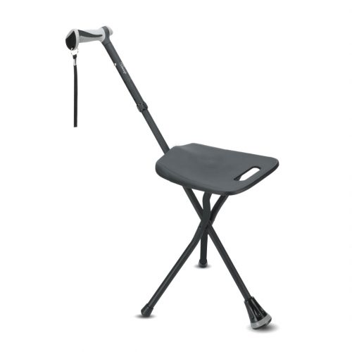 Baston din aluminiu cu scaun, ajustabil, negru, Timago Baston din aluminiu cu scaun, ajustabil, negru, Timago