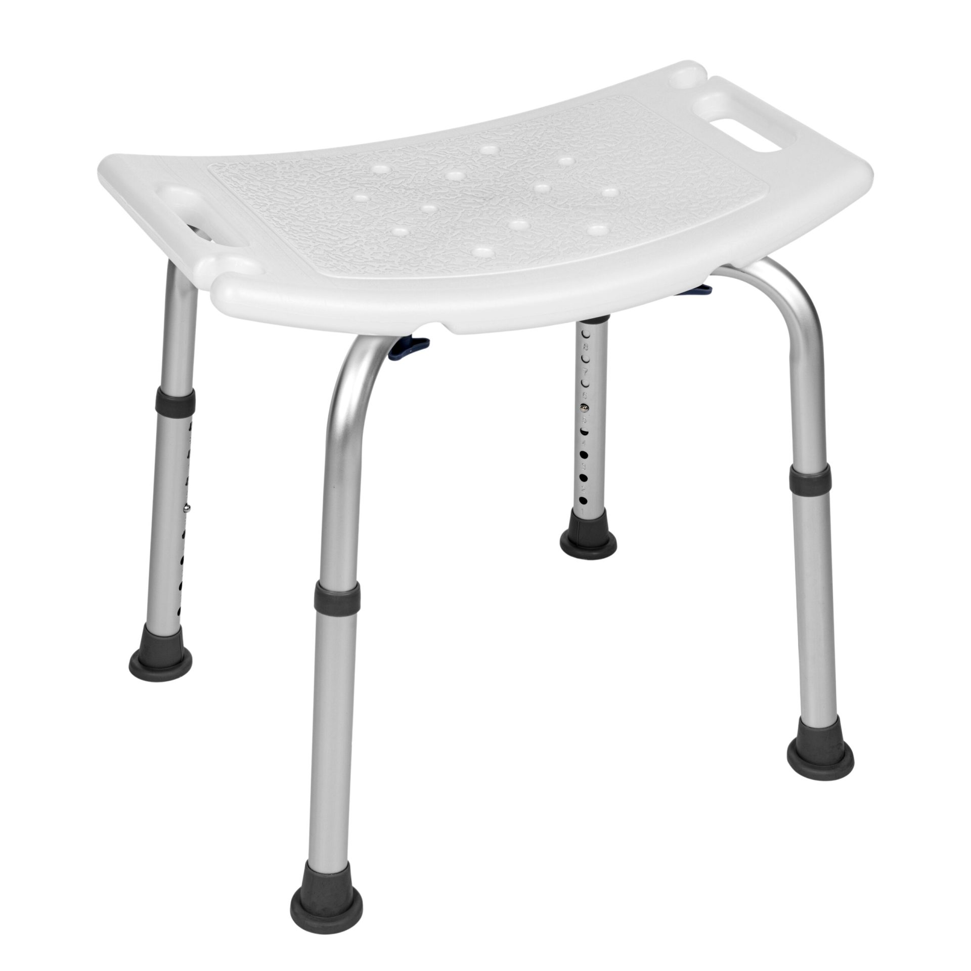 Scaun pentru baie din aluminiu, inaltime reglabila, alb, 136 kg, Timago