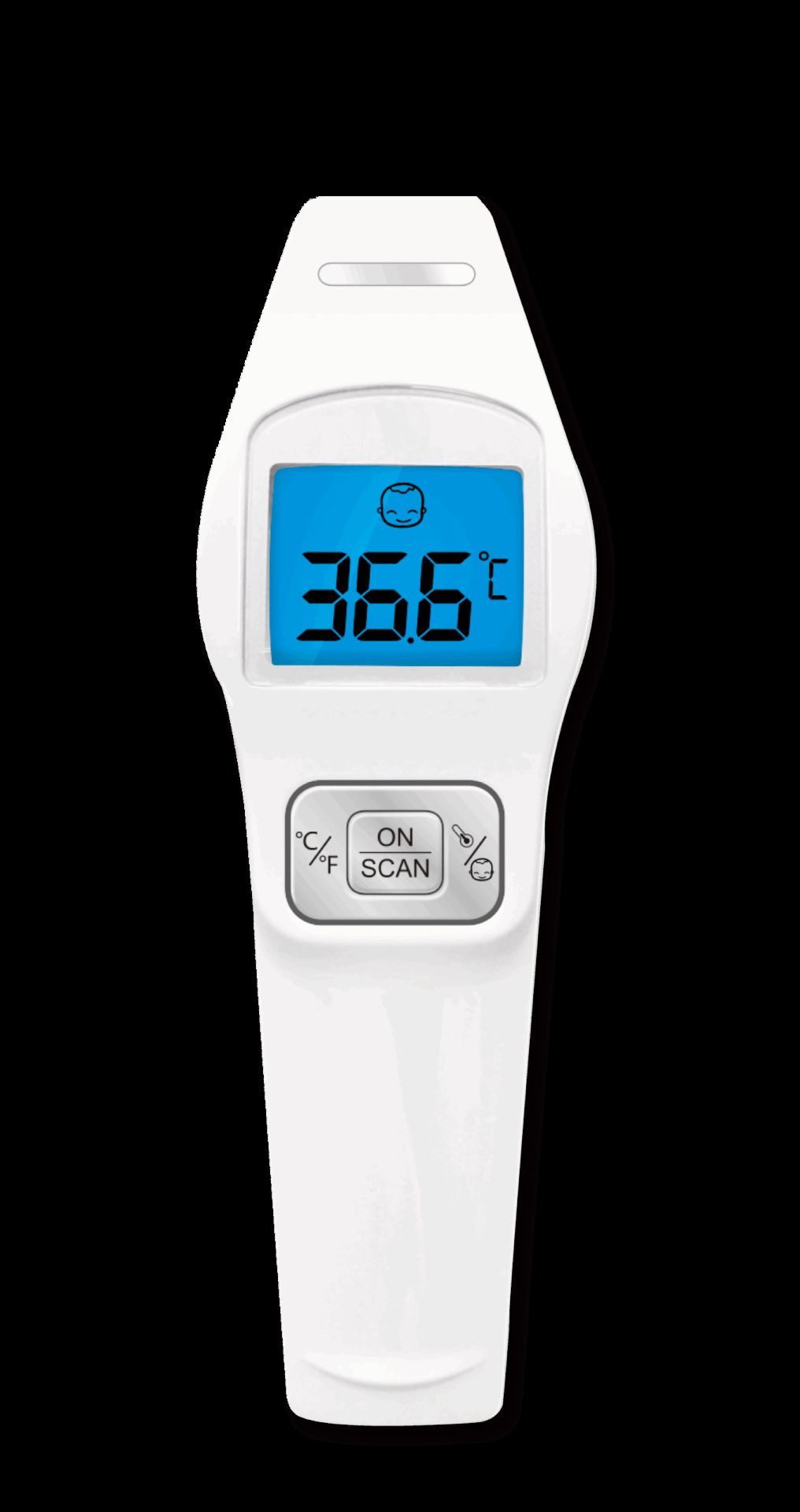 Termometru digital de frunte cu infrarosu de mare precizie, non contact, afisaj LCD, alb